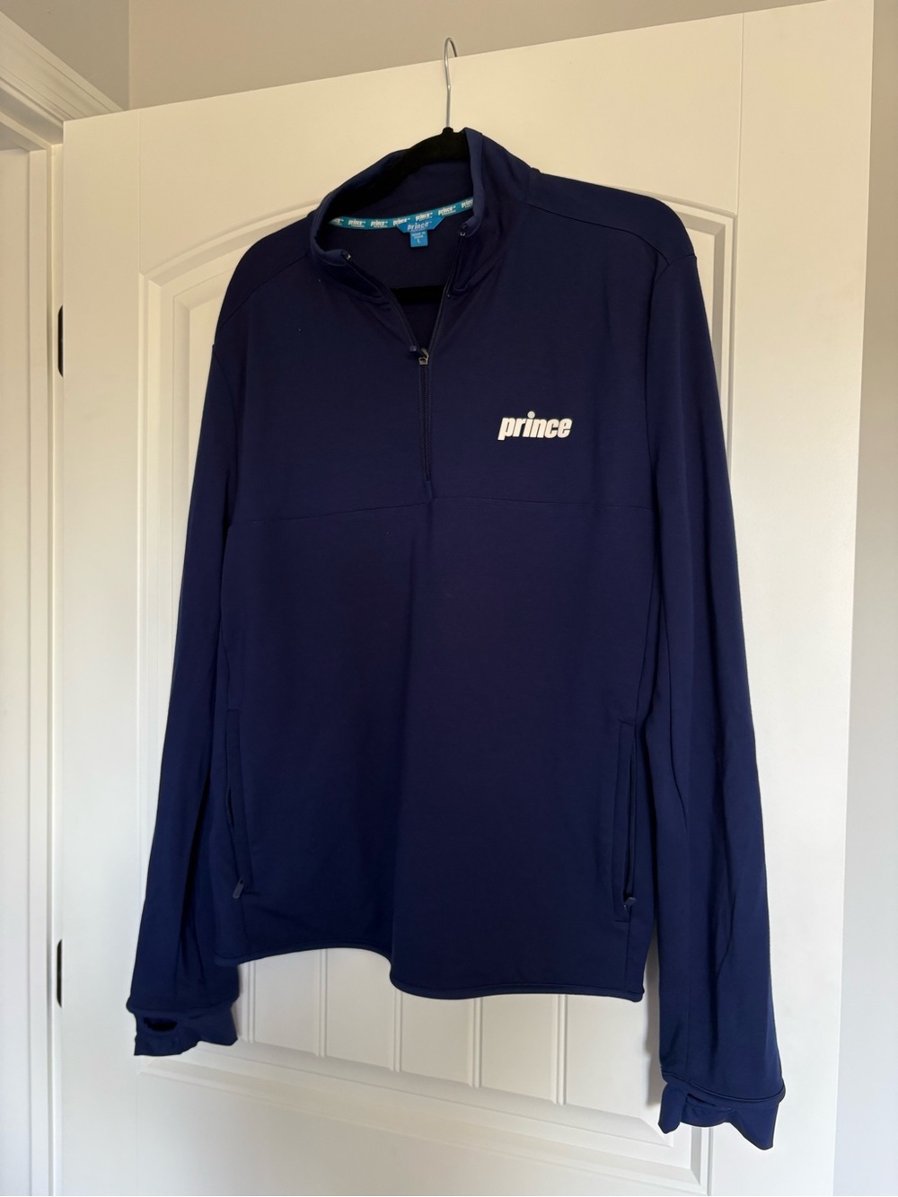Prince Pickleball Men's Ponte 1/4 Zip Pullover in navy blue large